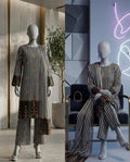 Multicolor Printed Arabic Lawn 3 Piece Suit