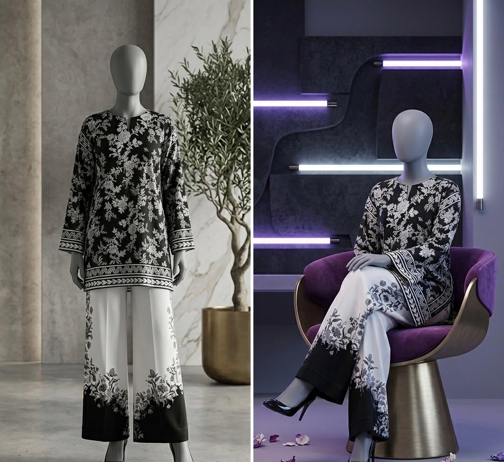 Printed Raw Silk Digital Print 2 Piece Cord Set