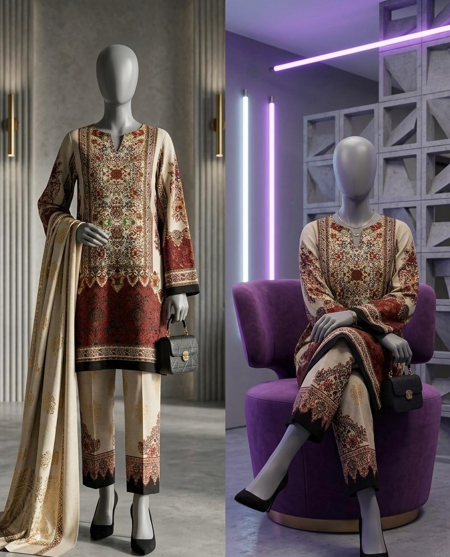 Digital Print Silk Lawn 2 Piece Co-ord Set